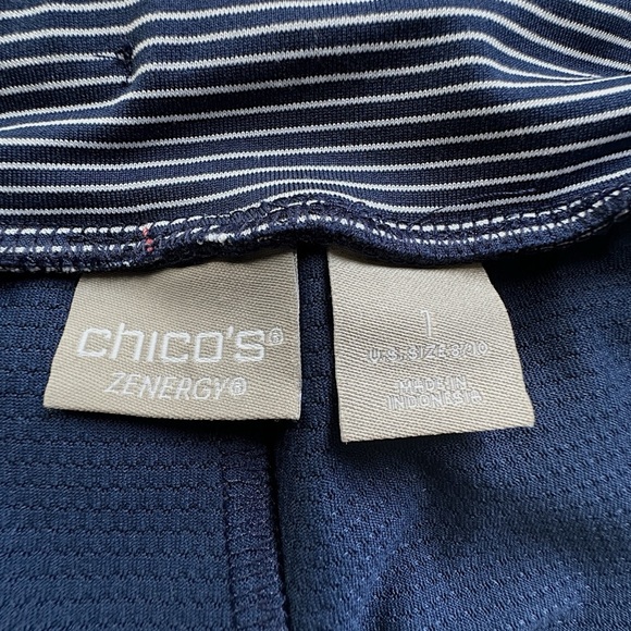 CHICO’S | NWOT ZENERGY SKORT NAVY BLUE & WHITE STRIPED UPF 50 | SIZE: 8/10 - Picture 13 of 13
